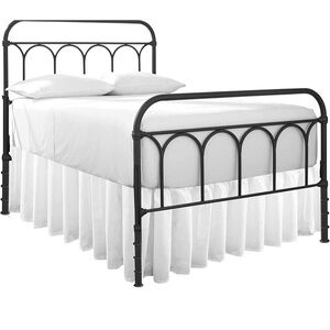 Ruffled Bed Skirt with Split Corners-Dust Ruffle - 16" Drop -(White -Queen)